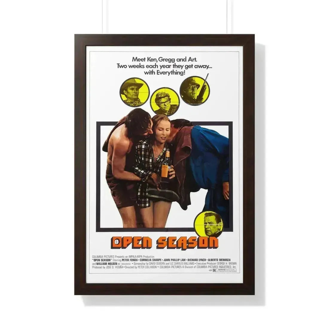 OPEN SEASON 1974 - Framed Movie Poster 20" x 30" Walnut - The Sticker Space