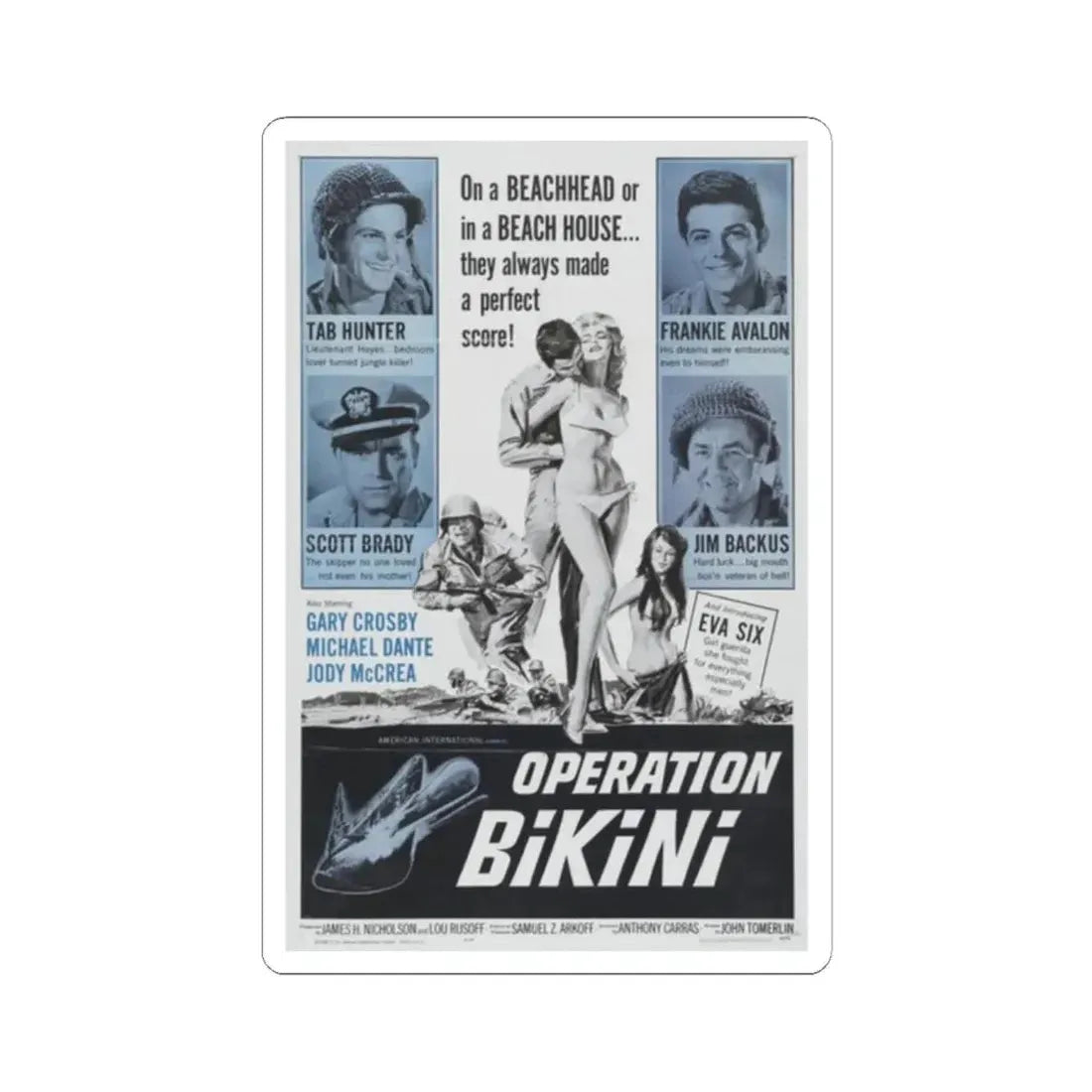 OPERATION BIKINI 1963 Movie Poster - STICKER Vinyl Kiss-Cut Decal 2 Inch White - The Sticker Space