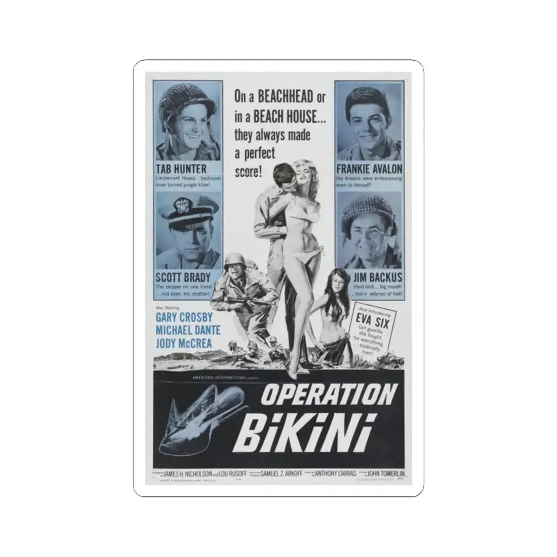 OPERATION BIKINI 1963 Movie Poster - STICKER Vinyl Kiss-Cut Decal 4 Inch White - The Sticker Space