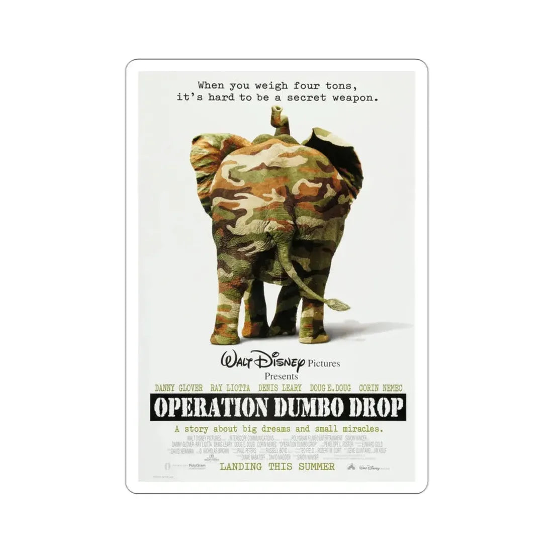 Operation Dumbo Drop 1995 Movie Poster STICKER Vinyl Die-Cut Decal 3 Inch - The Sticker Space