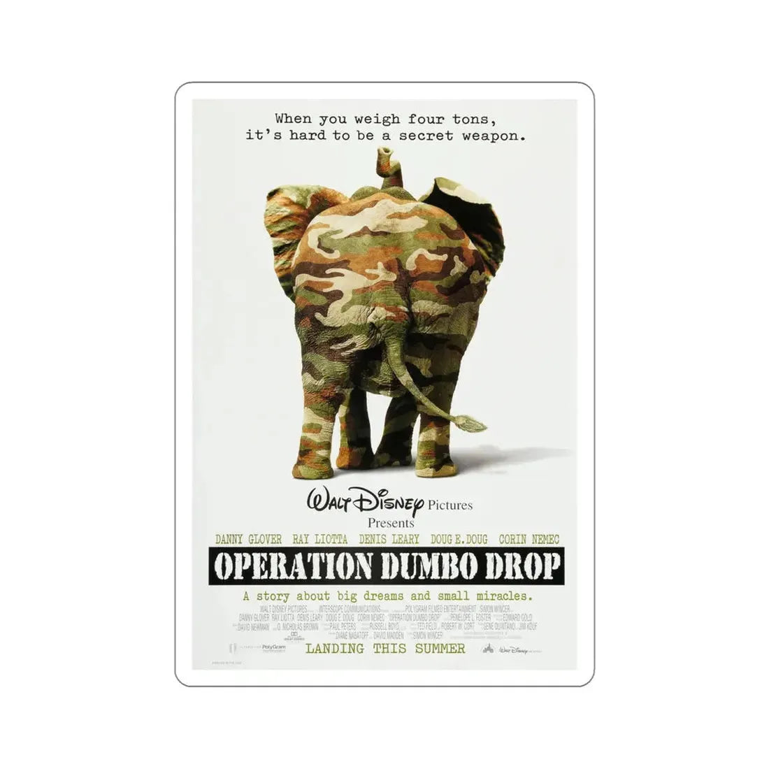 Operation Dumbo Drop 1995 Movie Poster STICKER Vinyl Die-Cut Decal - The Sticker Space