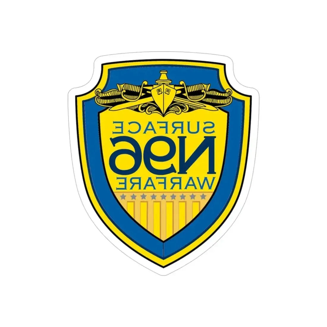 OPNAV N96 Surface Warfare N96 (U.S. Navy) REVERSE PRINT Transparent Die-Cut STICKER 5 Inch Die-Cut Transparent - The Sticker Space