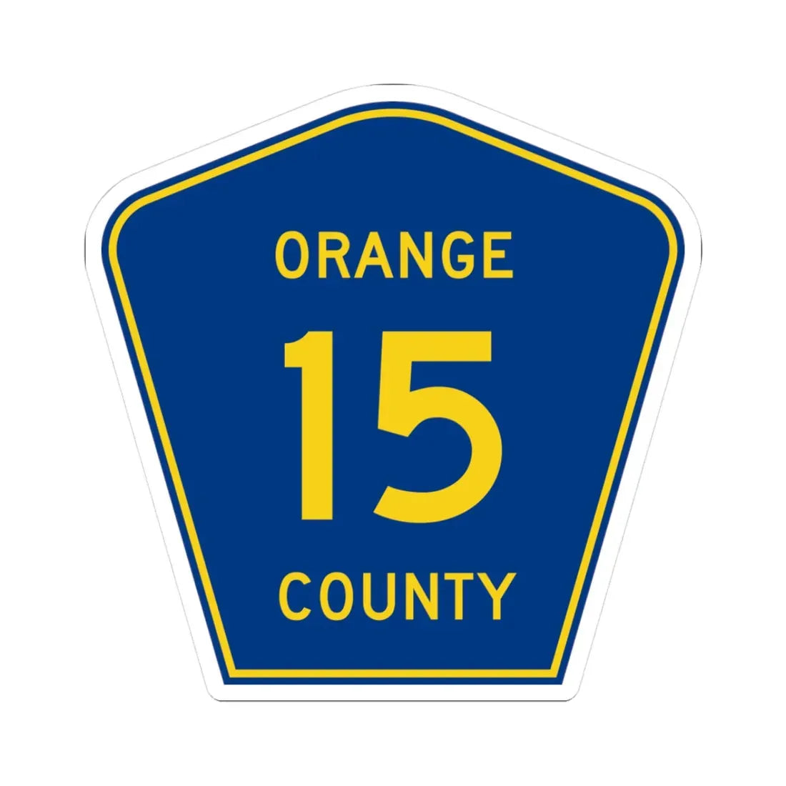 Orange County 15  (Florida) (Road Sign) STICKER Vinyl Kiss-Cut Decal 3 Inch White - The Sticker Space