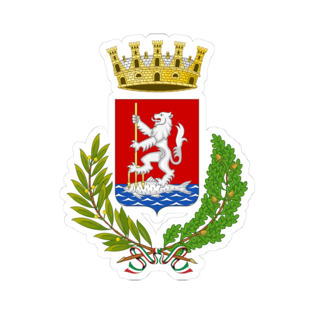 Orbetello-Stemma (Italy) (Coat of Arms) STICKER Vinyl Kiss-Cut Decal 3 Inch White - The Sticker Space