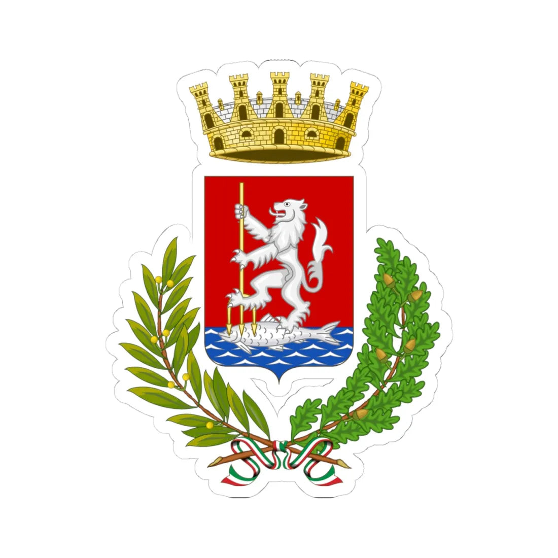 Orbetello-Stemma (Italy) (Coat of Arms) STICKER Vinyl Kiss-Cut Decal 4 Inch White - The Sticker Space