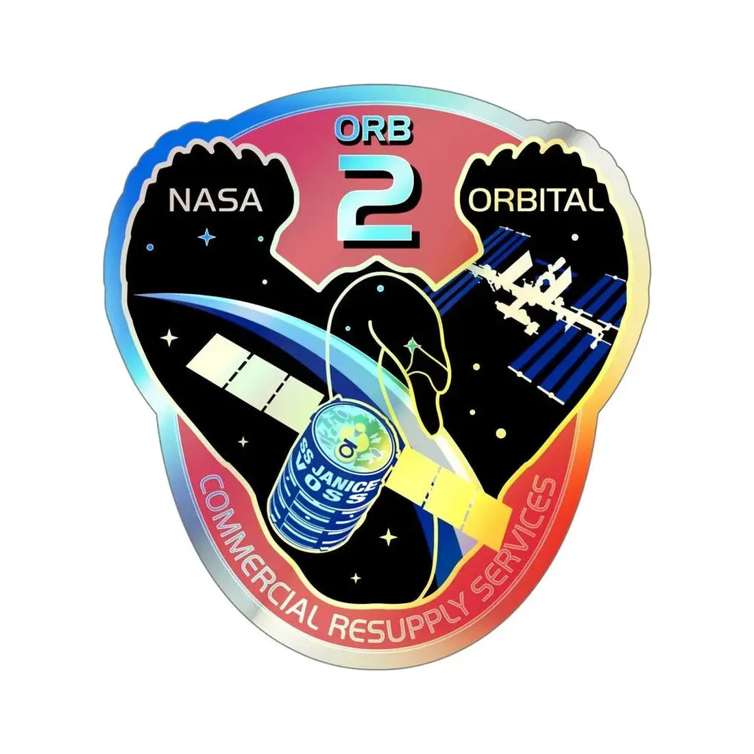 Orbital Sciences CRS Flight 2 (SpaceX) Holographic STICKER Die-Cut Vinyl Decal 5 Inch - The Sticker Space