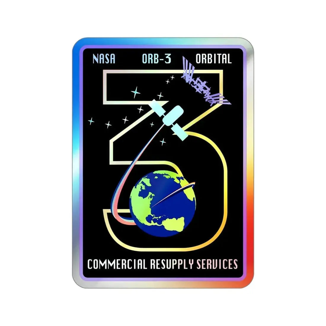 Orbital Sciences CRS Flight 3 (SpaceX) Holographic STICKER Die-Cut Vinyl Decal - The Sticker Space