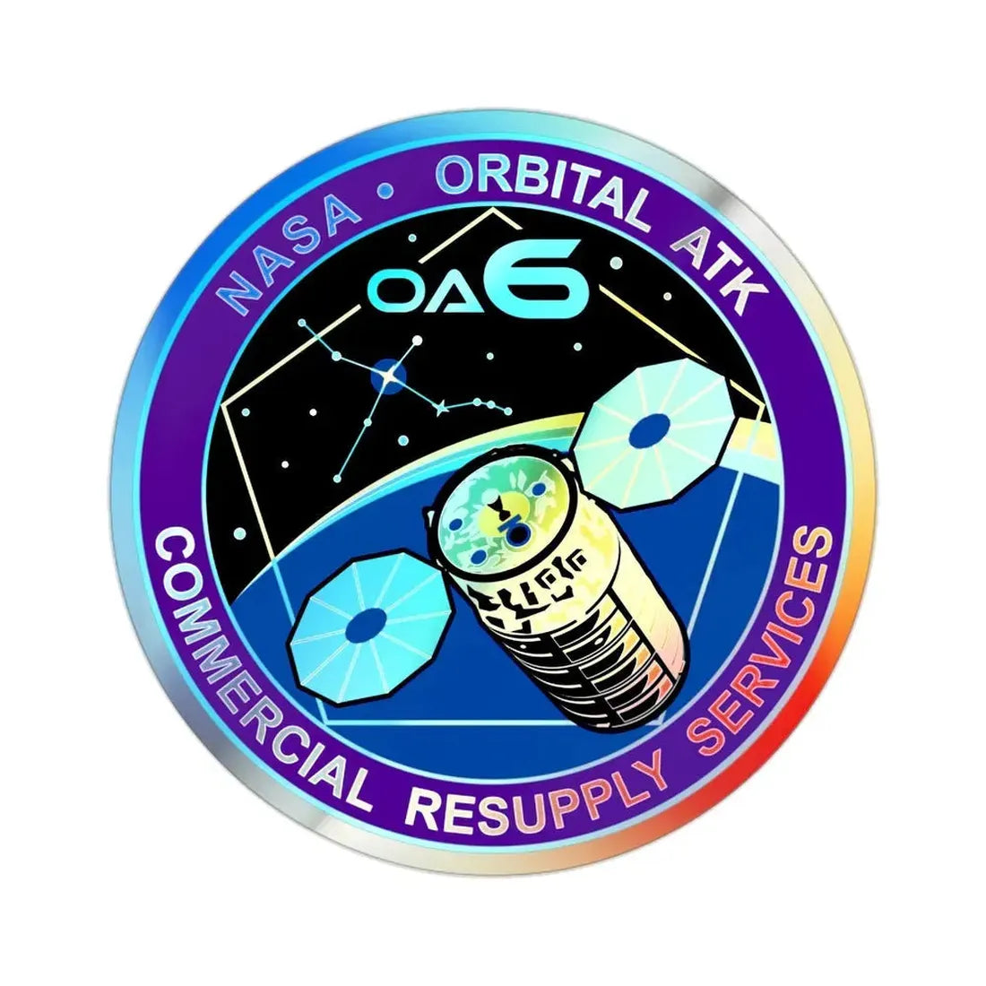 Orbital Sciences CRS Flight 6 (SpaceX) Holographic STICKER Die-Cut Vinyl Decal 2 Inch - The Sticker Space