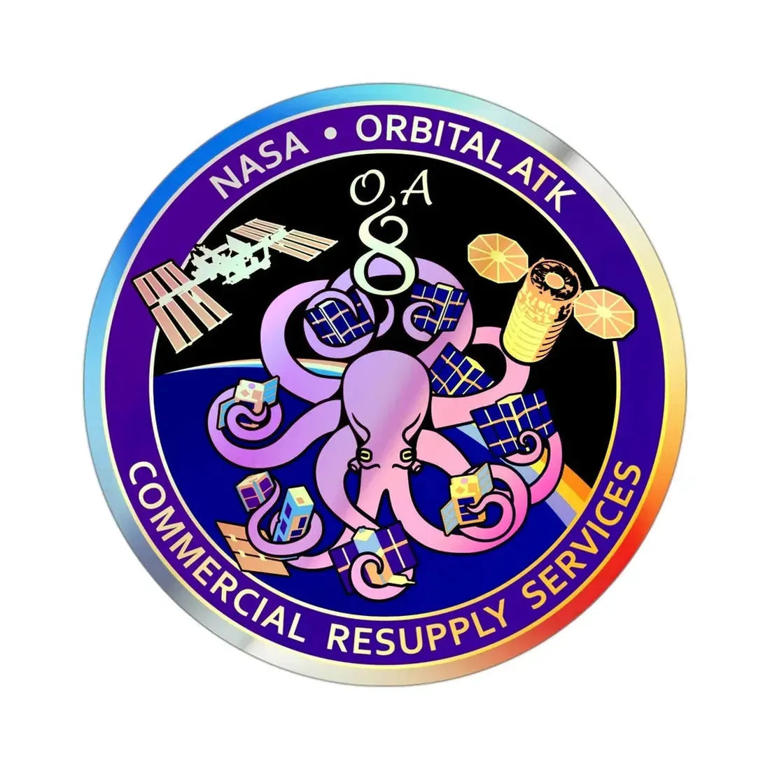Orbital Sciences CRS Flight 8E (SpaceX) Holographic STICKER Die-Cut Vinyl Decal - The Sticker Space