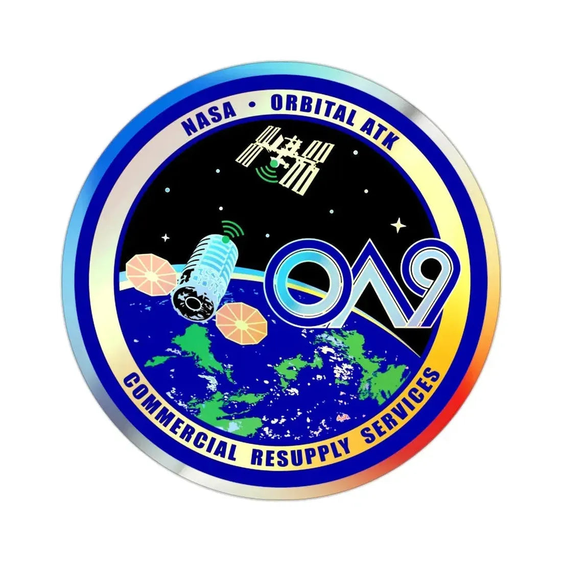 Orbital Sciences CRS Flight 9E (SpaceX) Holographic STICKER Die-Cut Vinyl Decal 2 Inch - The Sticker Space