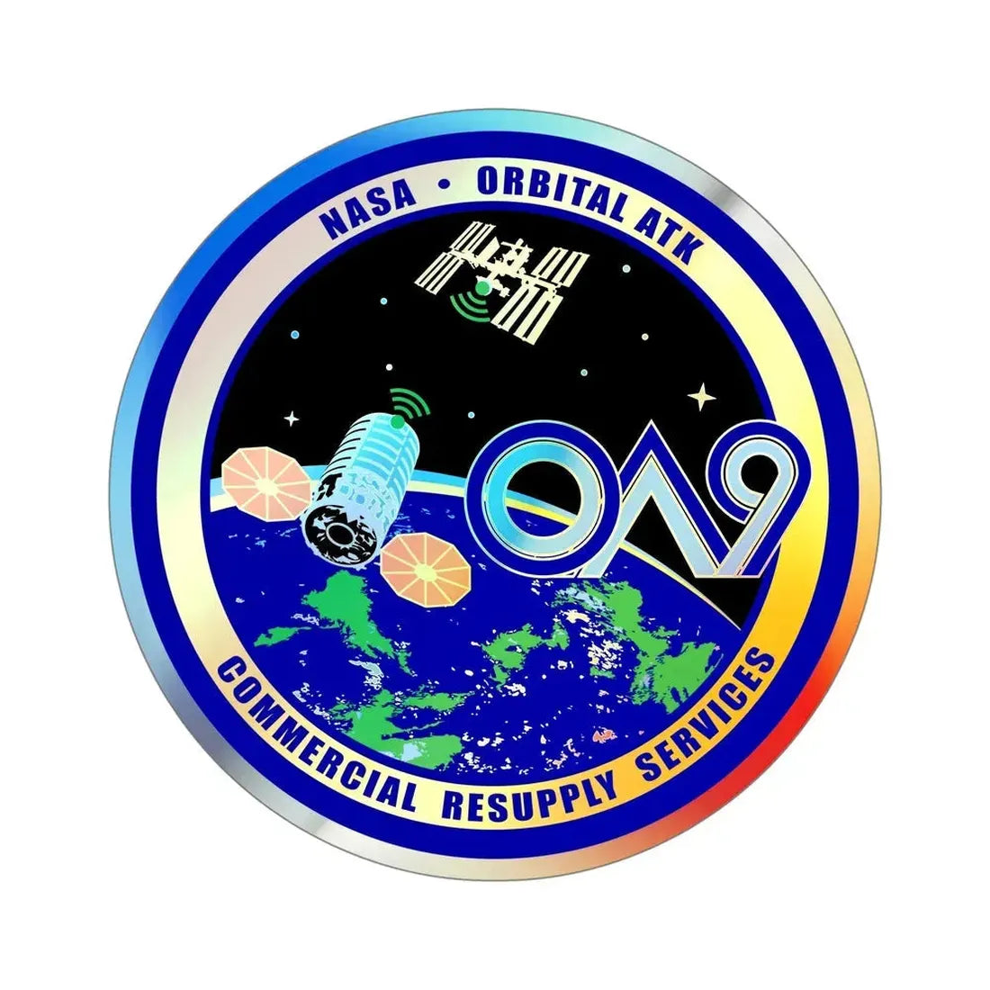 Orbital Sciences CRS Flight 9E (SpaceX) Holographic STICKER Die-Cut Vinyl Decal 5 Inch - The Sticker Space