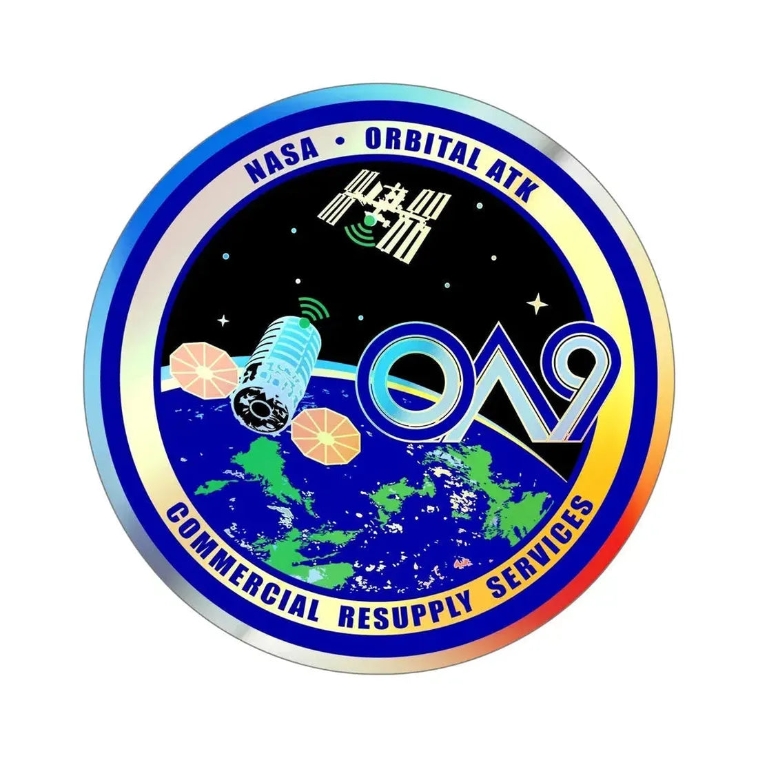 Orbital Sciences CRS Flight 9E (SpaceX) Holographic STICKER Die-Cut Vinyl Decal 6 Inch - The Sticker Space