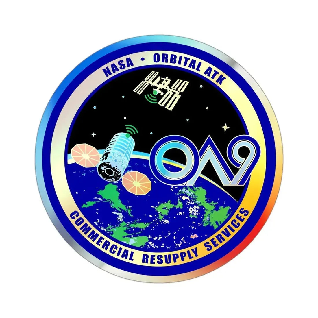Orbital Sciences CRS Flight 9E (SpaceX) Holographic STICKER Die-Cut Vinyl Decal - The Sticker Space