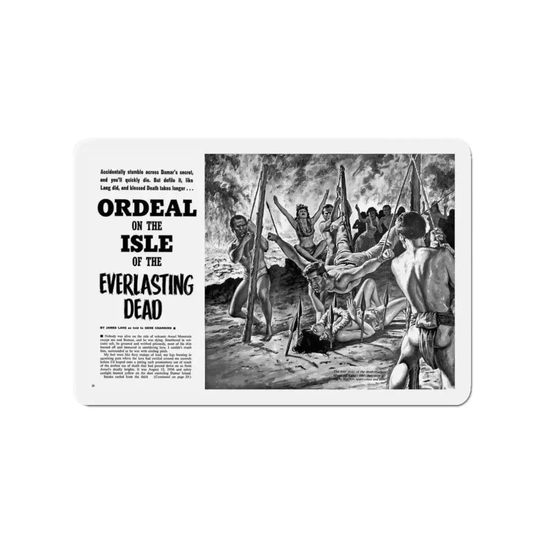 Ordeal on the Isle of the Everlasting Dead, Man's Life, July 1962 (Magazine Illustration) Refrigerator Magnet - The Sticker Space
