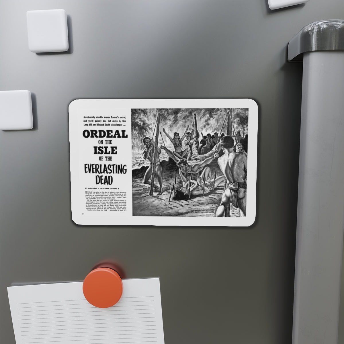 Ordeal on the Isle of the Everlasting Dead, Man's Life, July 1962 (Magazine Illustration) Refrigerator Magnet-The Sticker Space