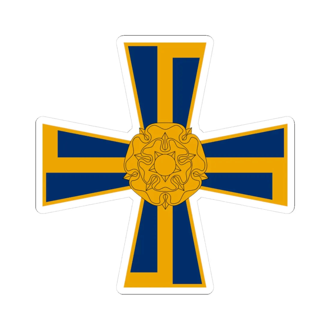 Order of the Cross of Liberty of Finland heraldic (Finland) (Coat of Arms) STICKER Vinyl Kiss-Cut Decal 3 Inch White - The Sticker Space