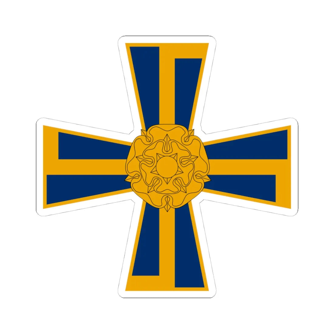 Order of the Cross of Liberty of Finland heraldic (Finland) (Coat of Arms) STICKER Vinyl Kiss-Cut Decal 4 Inch White - The Sticker Space