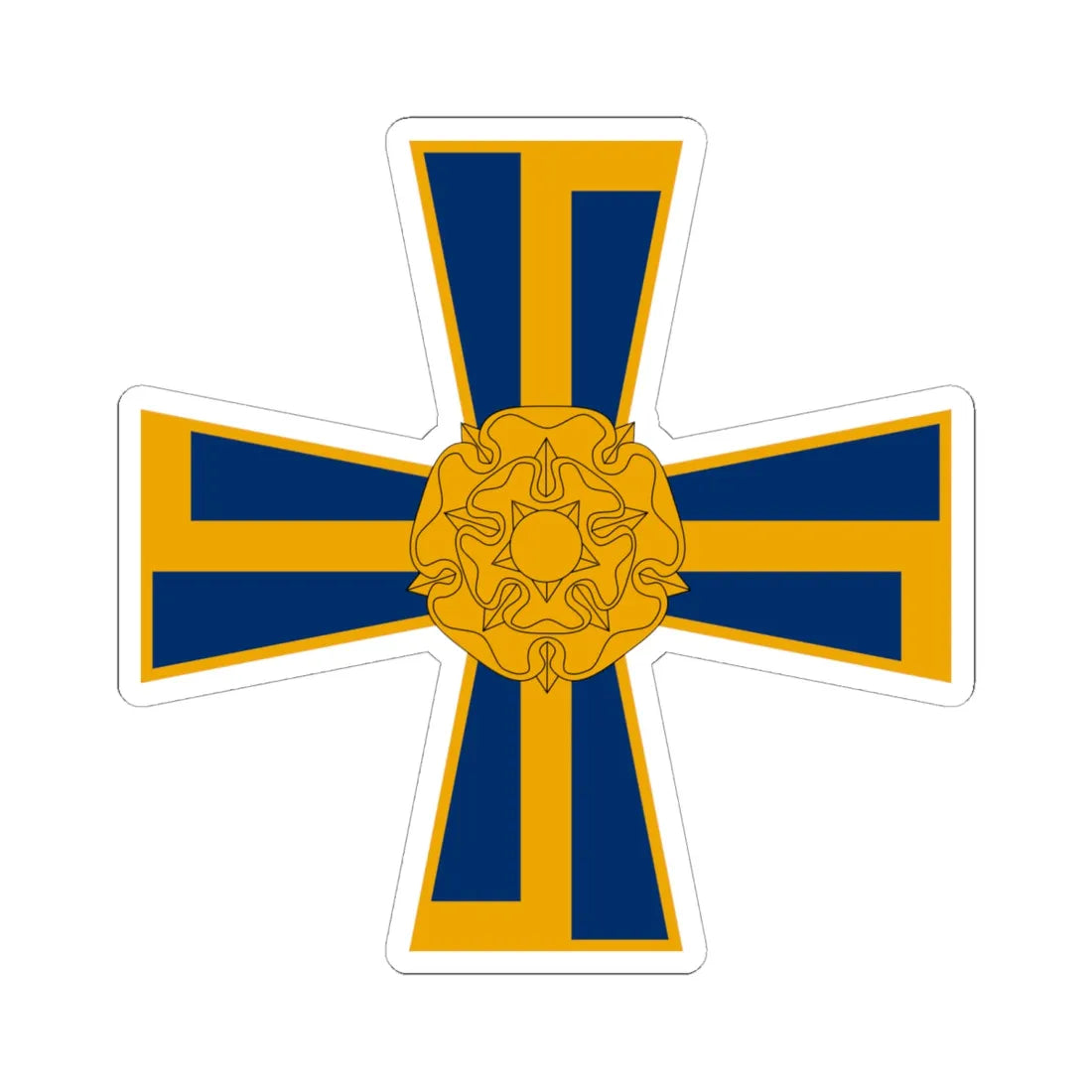 Order of the Cross of Liberty of Finland heraldic (Finland) (Coat of Arms) STICKER Vinyl Kiss-Cut Decal 6 Inch White - The Sticker Space