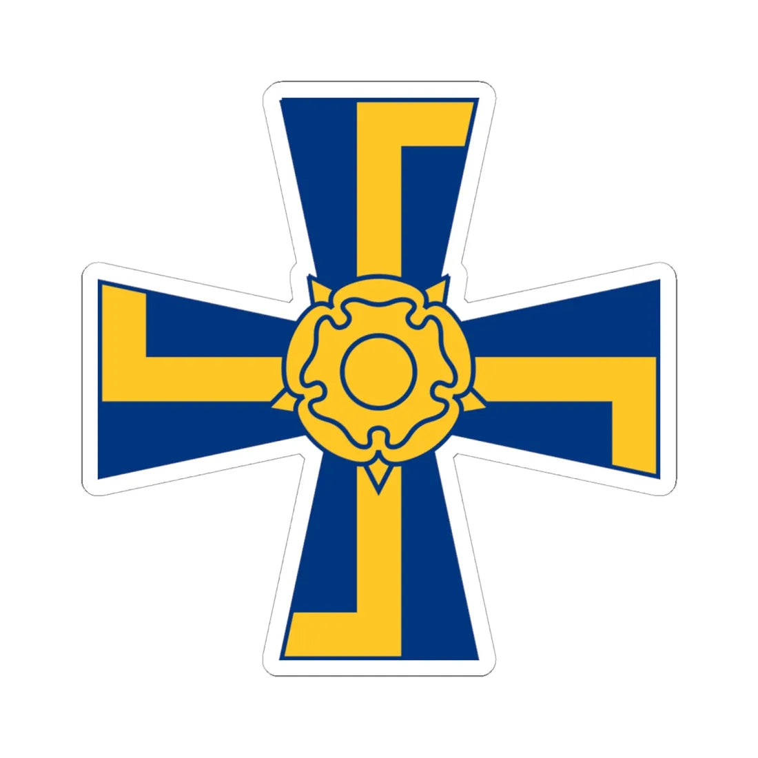 Order of the Cross of Liberty of Finland simplified (Finland) (Coat of Arms) STICKER Vinyl Kiss-Cut Decal 6 Inch White - The Sticker Space