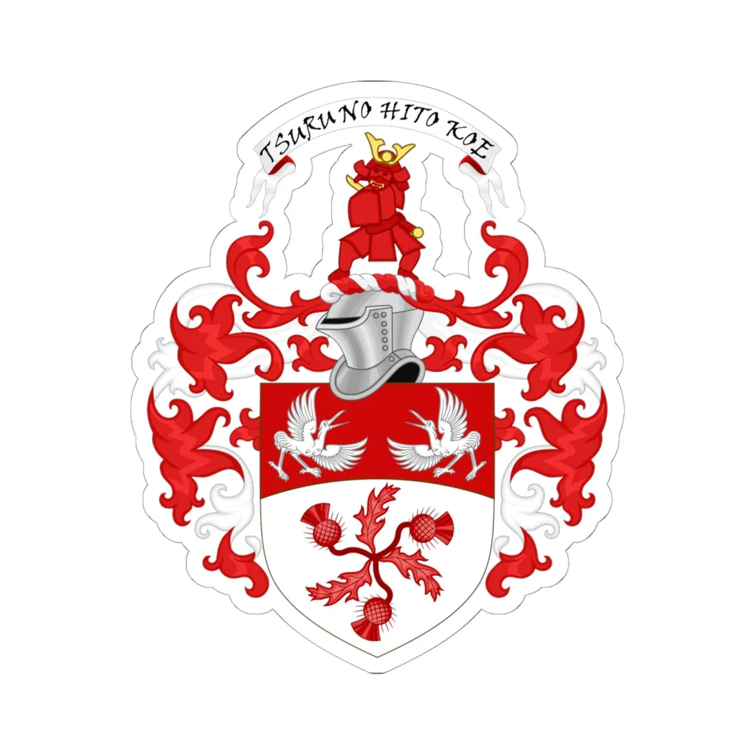 Order of the Scottish Samurai coat of arms (Scotland) (Coat of Arms) STICKER Vinyl Kiss-Cut Decal 6 Inch White - The Sticker Space