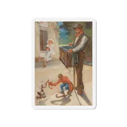 Organ Grinder with Monkey, undated advertisement (Magazine Illustration) Refrigerator Magnet 4 Inch - The Sticker Space
