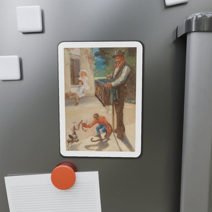 Organ Grinder with Monkey, undated advertisement (Magazine Illustration) Refrigerator Magnet-The Sticker Space