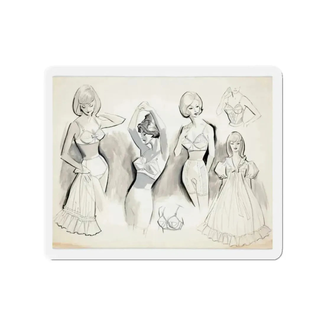 Original Commercial Art Illustration (c. 1960s) (Magazine Illustration) Refrigerator Magnet 2 Inch - The Sticker Space