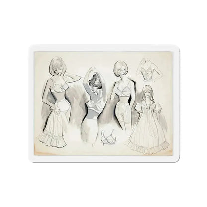 Original Commercial Art Illustration (c. 1960s) (Magazine Illustration) Refrigerator Magnet 3 Inch - The Sticker Space