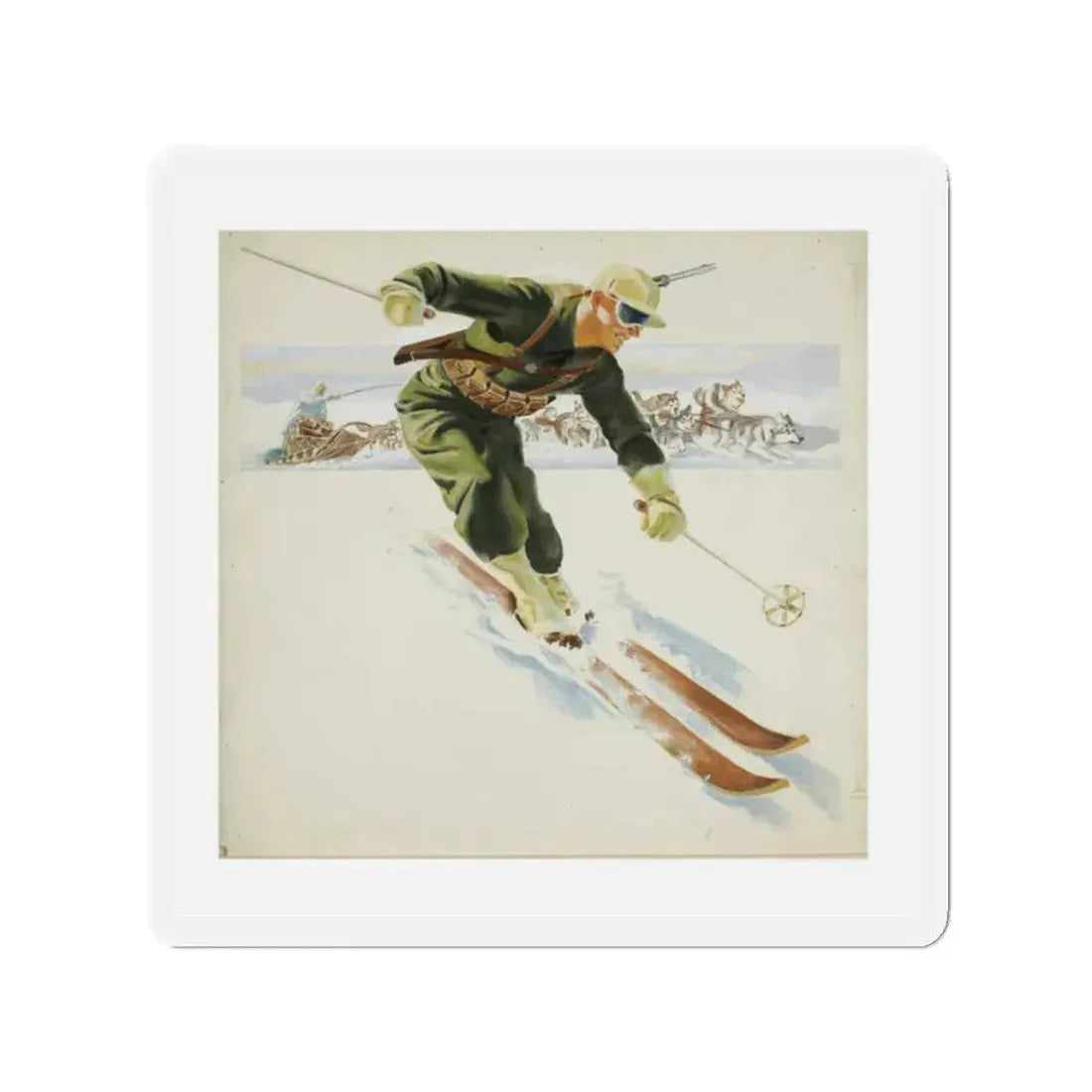 Original Illustration, c. 1945 (Magazine Illustration) Refrigerator Magnet 2 Inch - The Sticker Space