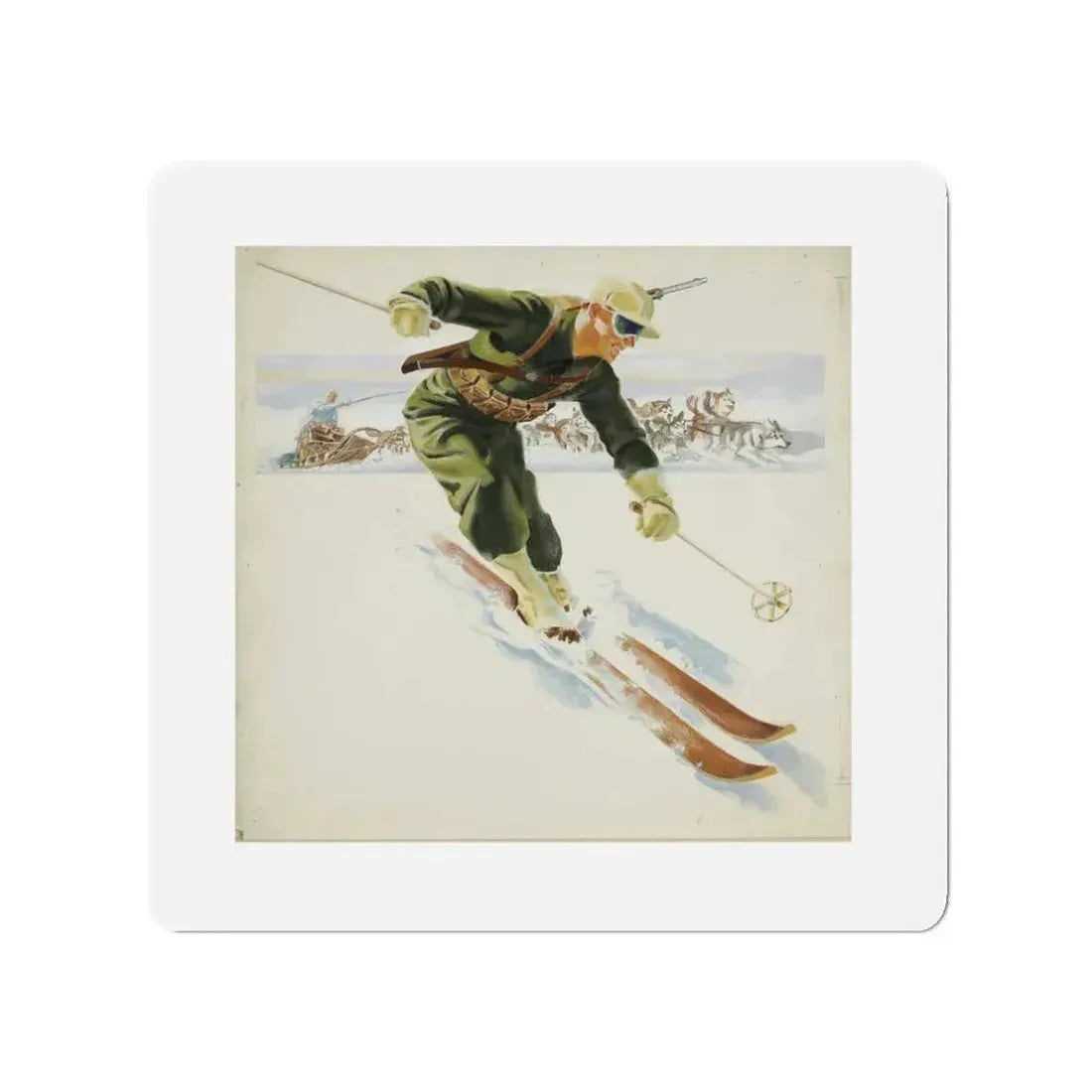 Original Illustration, c. 1945 (Magazine Illustration) Refrigerator Magnet 3 Inch - The Sticker Space