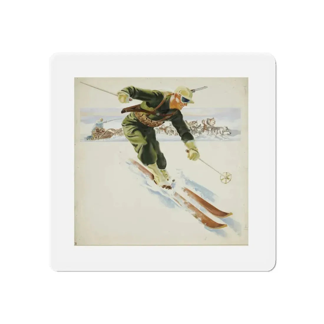Original Illustration, c. 1945 (Magazine Illustration) Refrigerator Magnet - The Sticker Space