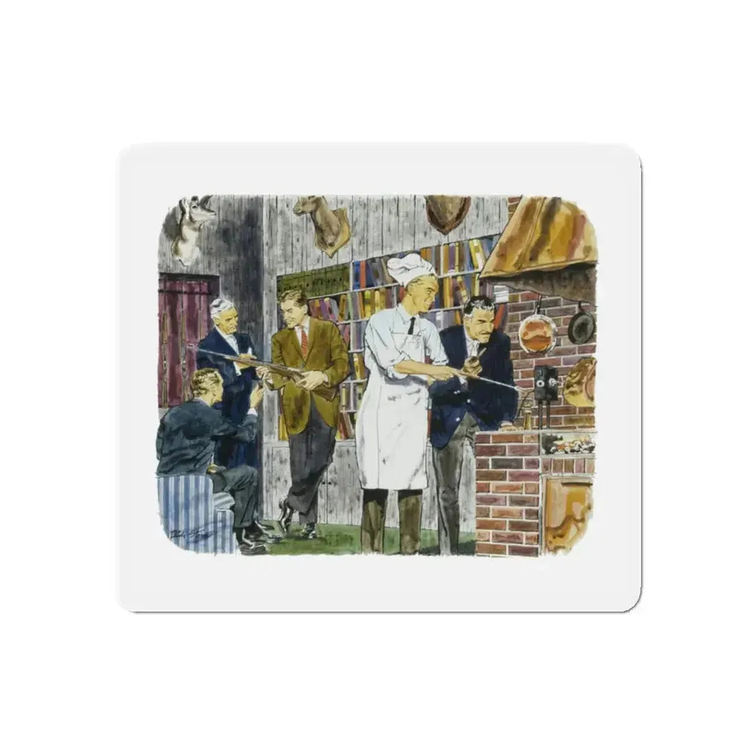 Original Illustration, c. 1960 (Magazine Illustration) Refrigerator Magnet 4 Inch - The Sticker Space