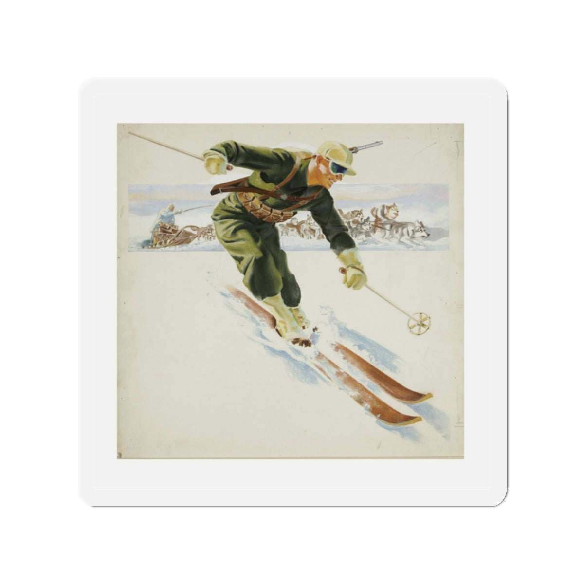 Original Illustration, c. 1945 (Magazine Illustration) Refrigerator Magnet-2" x 2"-The Sticker Space