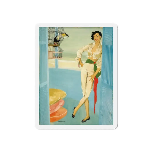 Original magazine illustration (Magazine Illustration) Refrigerator Magnet 6 Inch - The Sticker Space