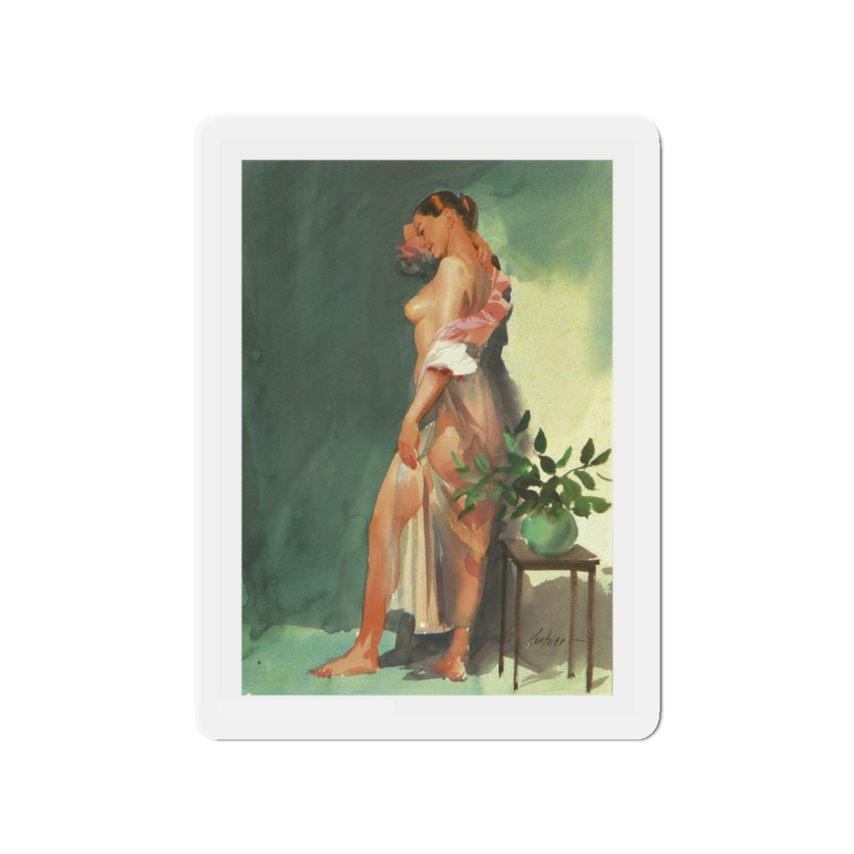 Original Painting (1940-1950) (Magazine Illustration) Refrigerator Magnet-3" x 3"-The Sticker Space