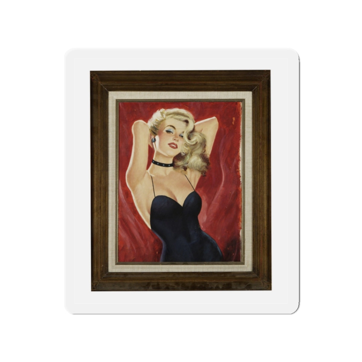 Original Pin-Up, Calendar Illustration (Magazine Illustration) Refrigerator Magnet-2" x 2"-The Sticker Space