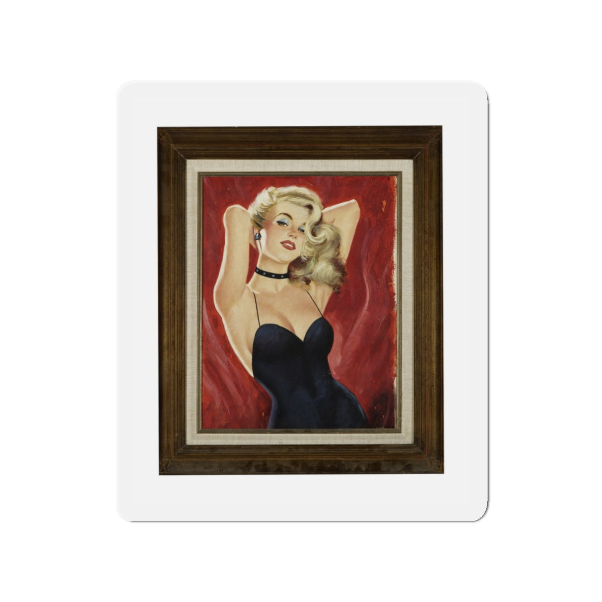 Original Pin-Up, Calendar Illustration (Magazine Illustration) Refrigerator Magnet-3" x 3"-The Sticker Space