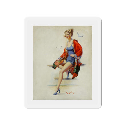 Original Pin-up (Magazine Illustration) Refrigerator Magnet-3" x 3"-The Sticker Space