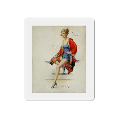 Original Pin-up (Magazine Illustration) Refrigerator Magnet-5" x 5"-The Sticker Space