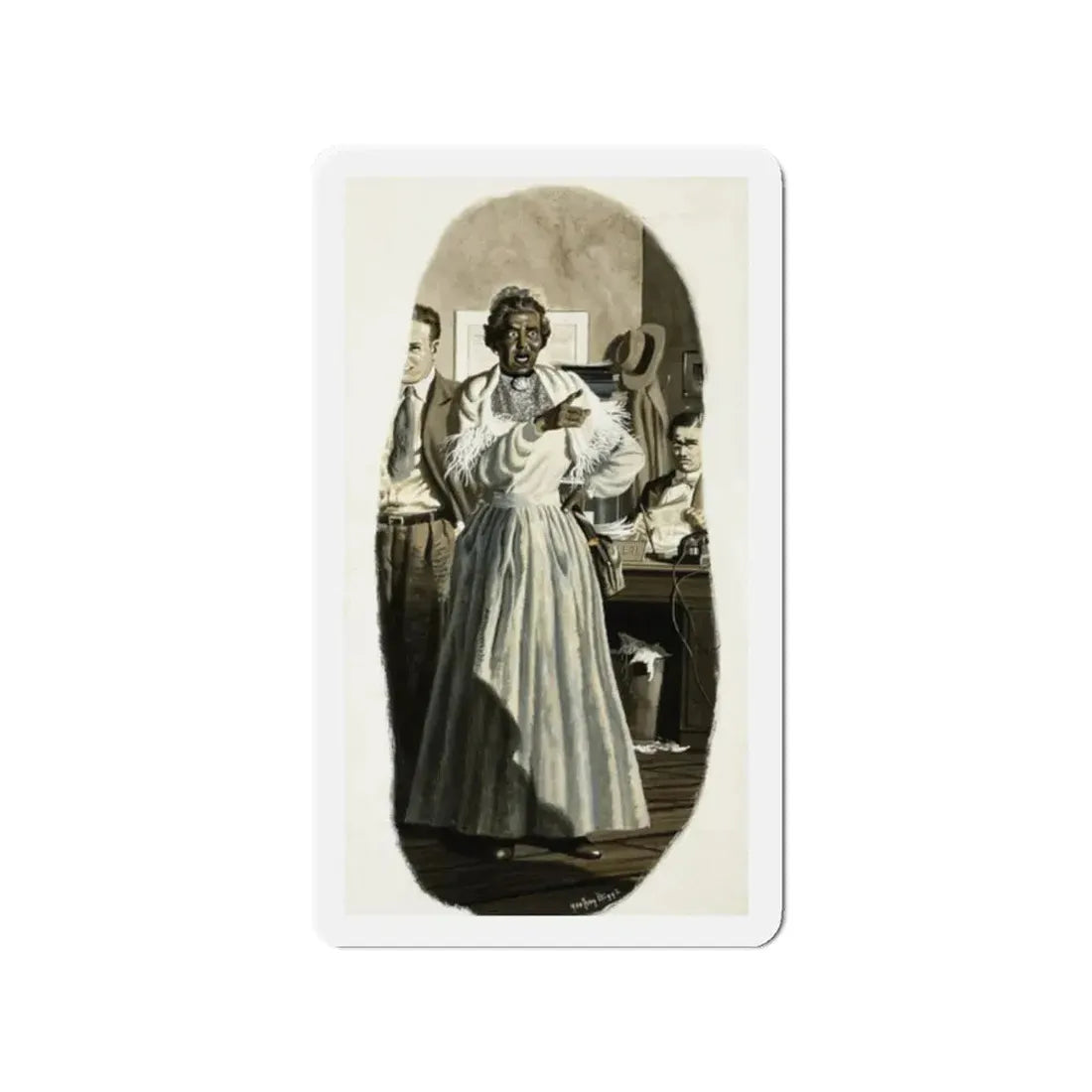 Original Saturday Evening Post magazine story illustration (Magazine Illustration) Refrigerator Magnet 2 Inch - The Sticker Space