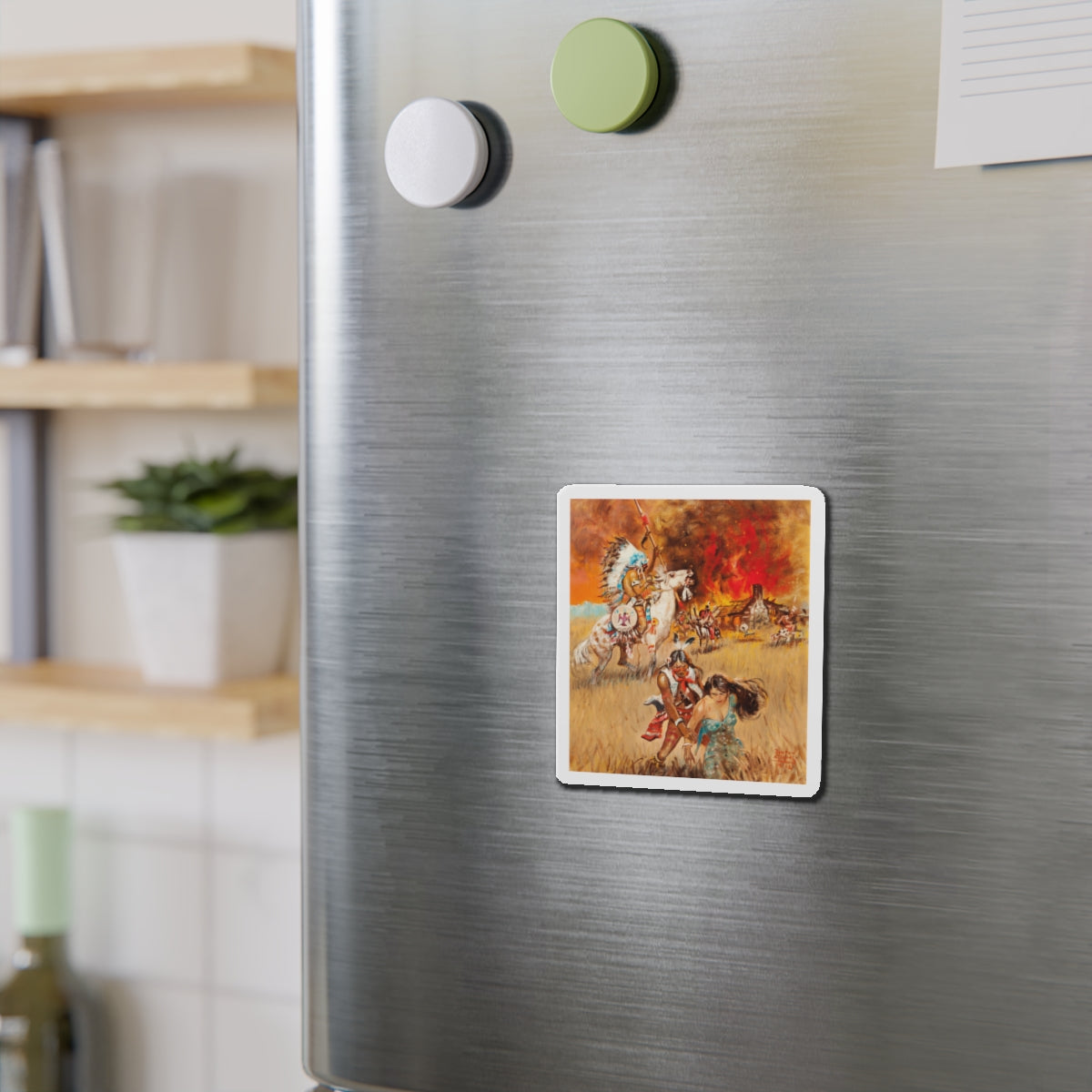 Original Western illustration, 1962 (Magazine Illustration) Refrigerator Magnet-The Sticker Space