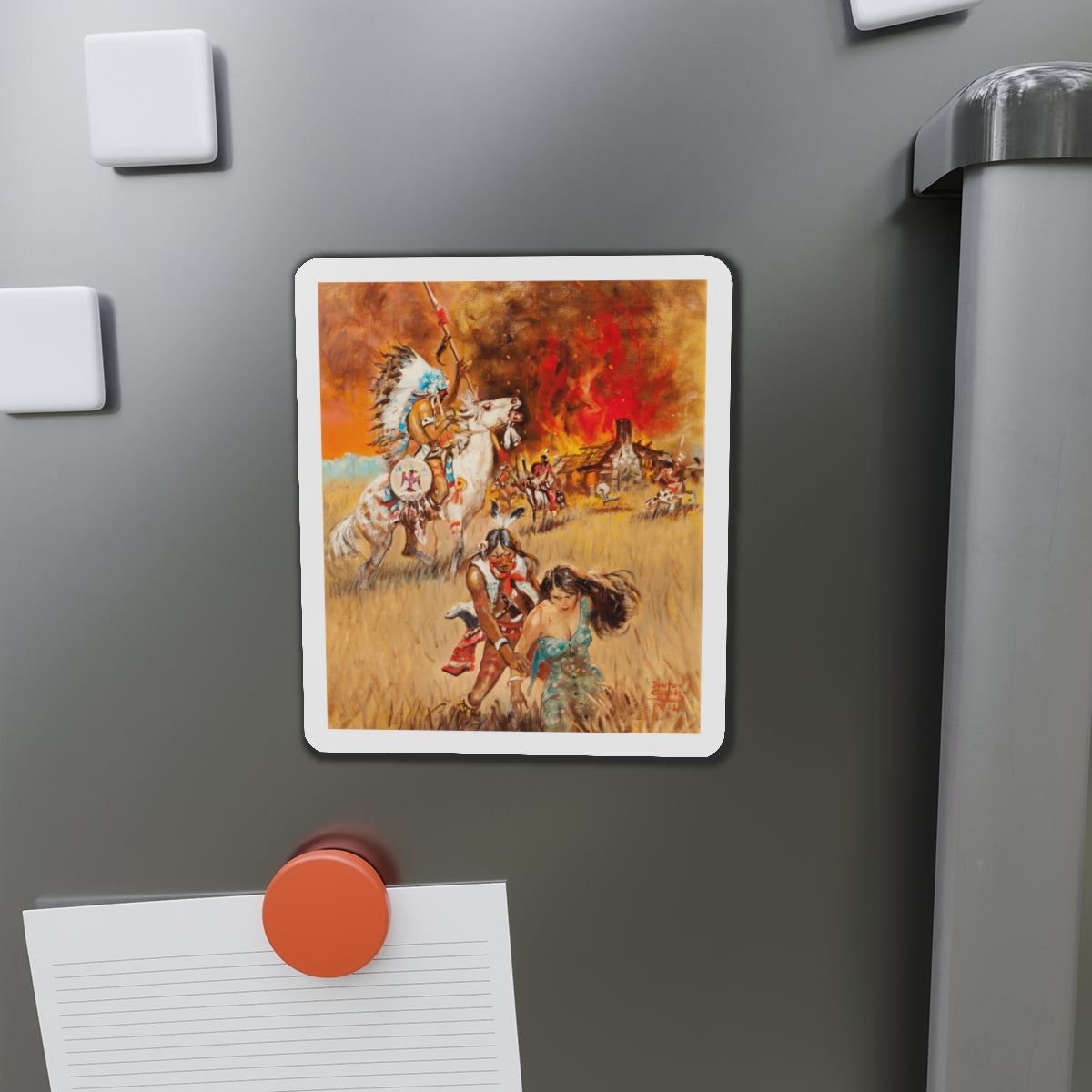 Original Western illustration, 1962 (Magazine Illustration) Refrigerator Magnet-The Sticker Space