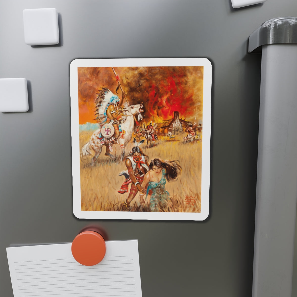 Original Western illustration, 1962 (Magazine Illustration) Refrigerator Magnet-The Sticker Space