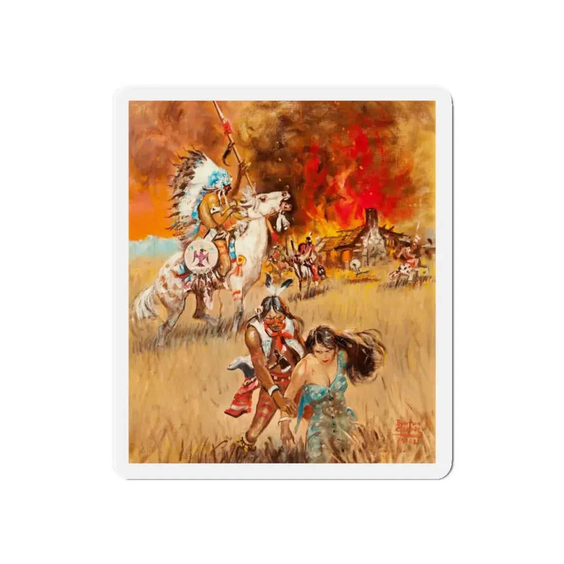 Original Western illustration, 1962 (Magazine Illustration) Refrigerator Magnet - The Sticker Space