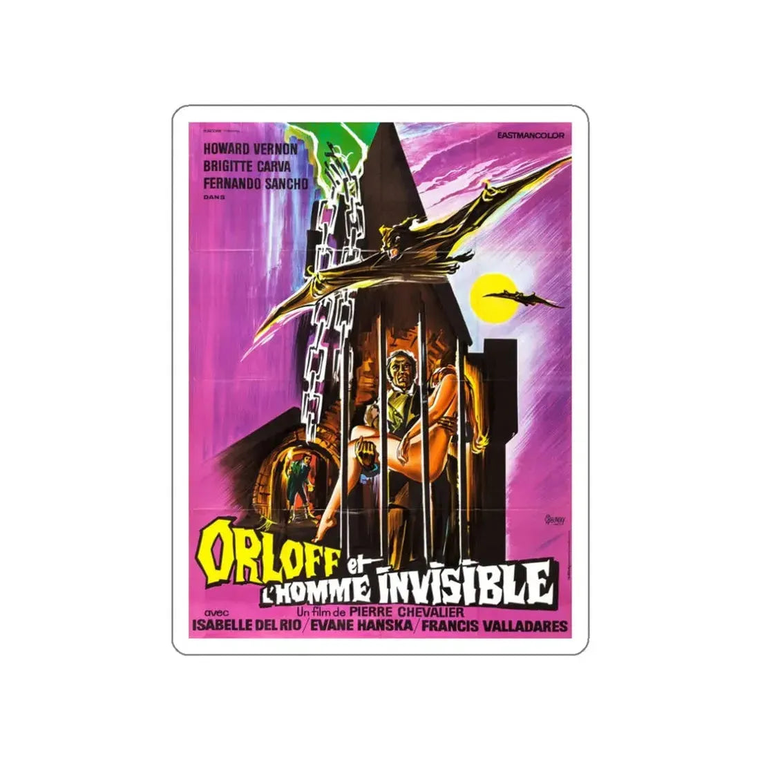 ORLOFF AGAINST THE INVISIBLE MAN (FRENCH) 1970 Movie Poster STICKER Vinyl Die-Cut Decal - The Sticker Space