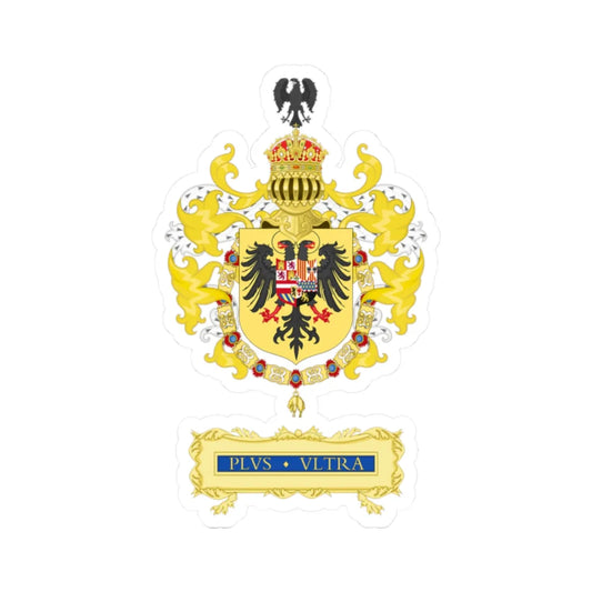 Ornamented Coat of Arms of Charles I of Spain Charles V as Holy Roman Emperor 1530-1556 (Spain) (Coat of Arms) STICKER Vinyl Kiss-Cut Decal 2 Inch White - The Sticker Space