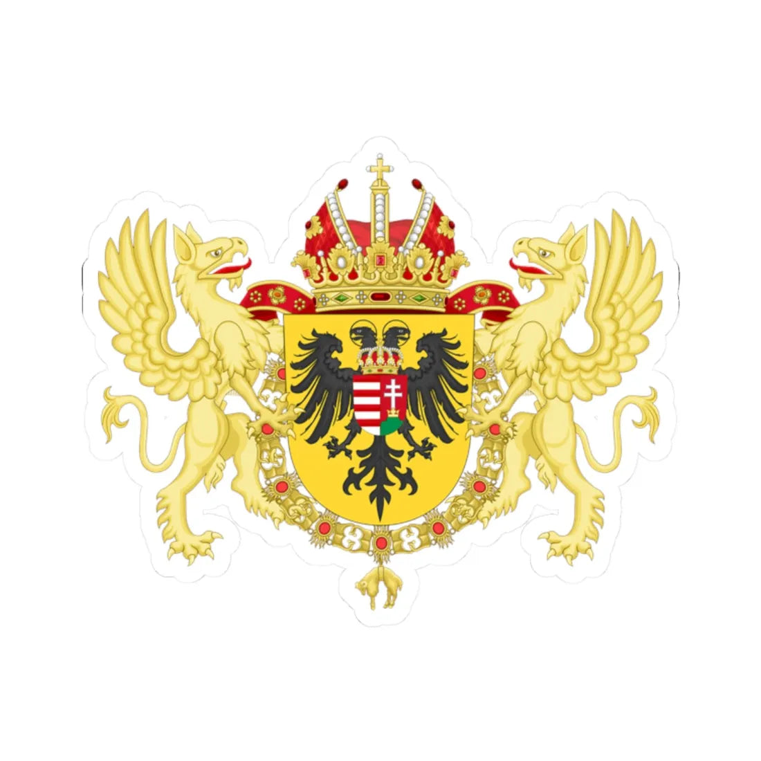 Ornamented Coat of Arms of Joseph I Holy Roman Emperor (Germany) (Coat of Arms) STICKER Vinyl Kiss-Cut Decal 2 Inch White - The Sticker Space