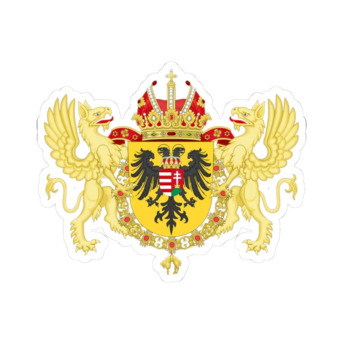 Ornamented Coat of Arms of Joseph I Holy Roman Emperor (Germany) (Coat of Arms) STICKER Vinyl Kiss-Cut Decal 3 Inch White - The Sticker Space