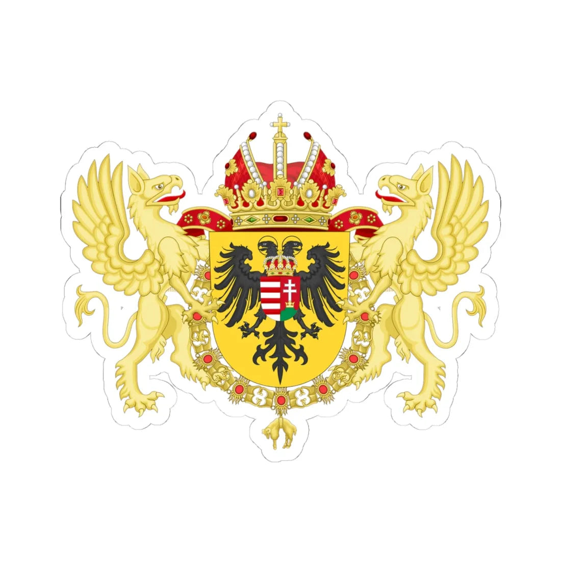 Ornamented Coat of Arms of Joseph I Holy Roman Emperor (Germany) (Coat of Arms) STICKER Vinyl Kiss-Cut Decal 4 Inch White - The Sticker Space