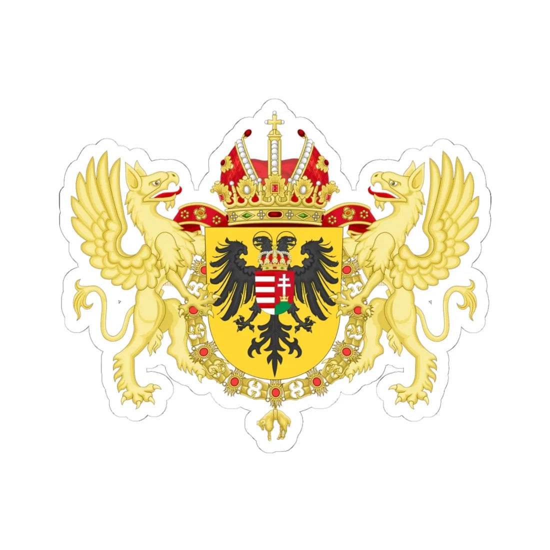 Ornamented Coat of Arms of Joseph I Holy Roman Emperor (Germany) (Coat of Arms) STICKER Vinyl Kiss-Cut Decal 6 Inch White - The Sticker Space